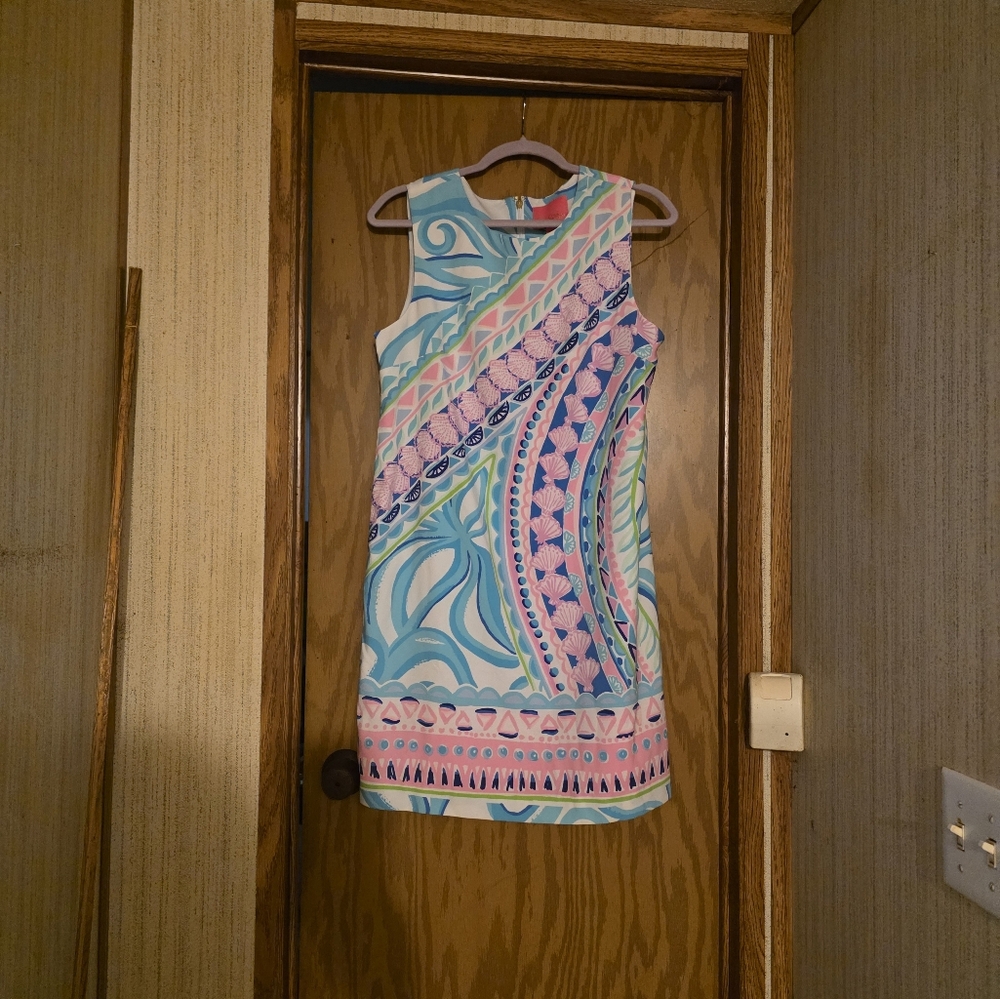 Lilly Pulitzer Blue and Pink Sheath Mini Dress